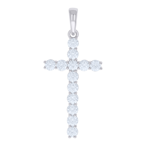 925 Sterling Silver Mens Cubic-Zirconia Cross Religious Charm Pendant